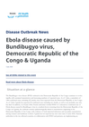 Disease Outbreak News: Ebola disease caused by Bundibugyo virus, Democratic Republic of the Congo & Uganda (3 July 2026)